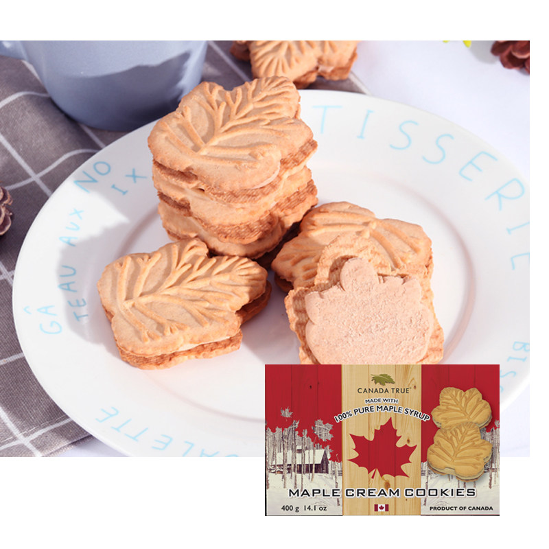 加拿大特产伴手进口食品枫叶奶油夹心饼干400g夹心饼干
