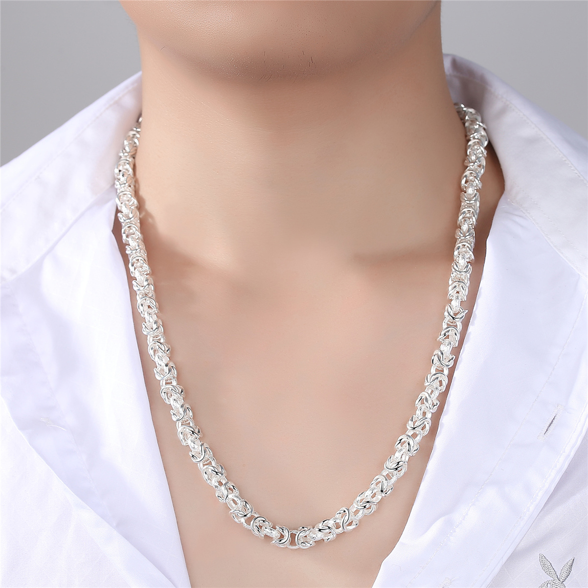 999纯银龙头项链男士时尚霸气链子足银潮男项链银饰礼物送男友