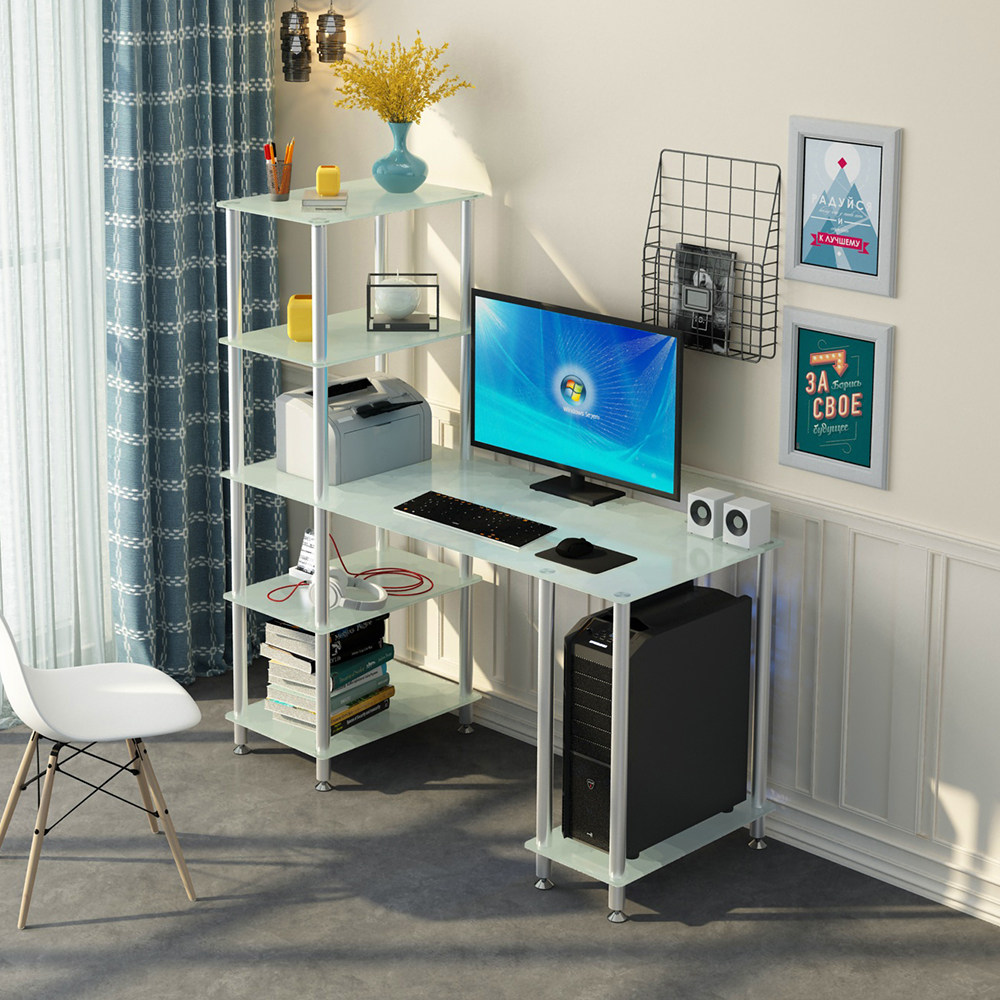 尺寸时尚家用钢化玻璃电脑台式桌大桌面书桌写字台电脑桌