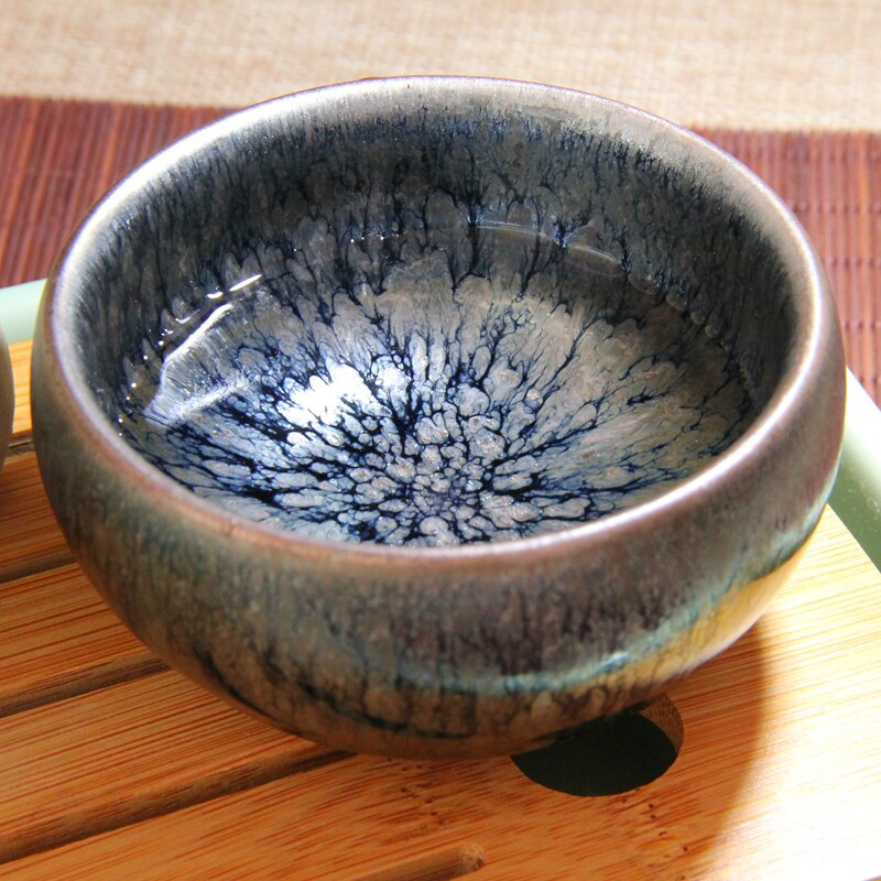 建盏主人杯百花普洱茶杯福建建阳曜变天目菊花盏禅定杯纯手工