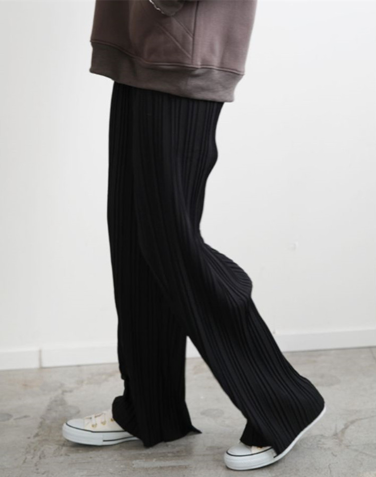 日单新款女士薄绒长裤百褶裤子百搭休闲裤