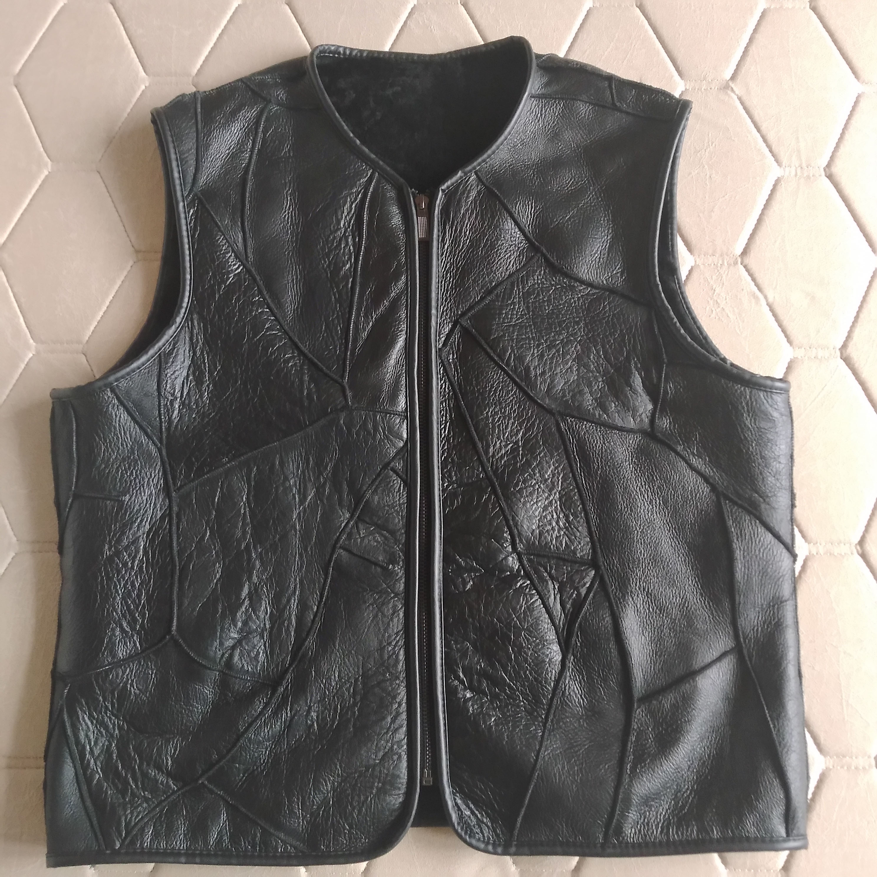 天然真皮羊剪绒皮毛一体羊皮羊毛马甲拼接冬保暖背心加厚坎肩外套