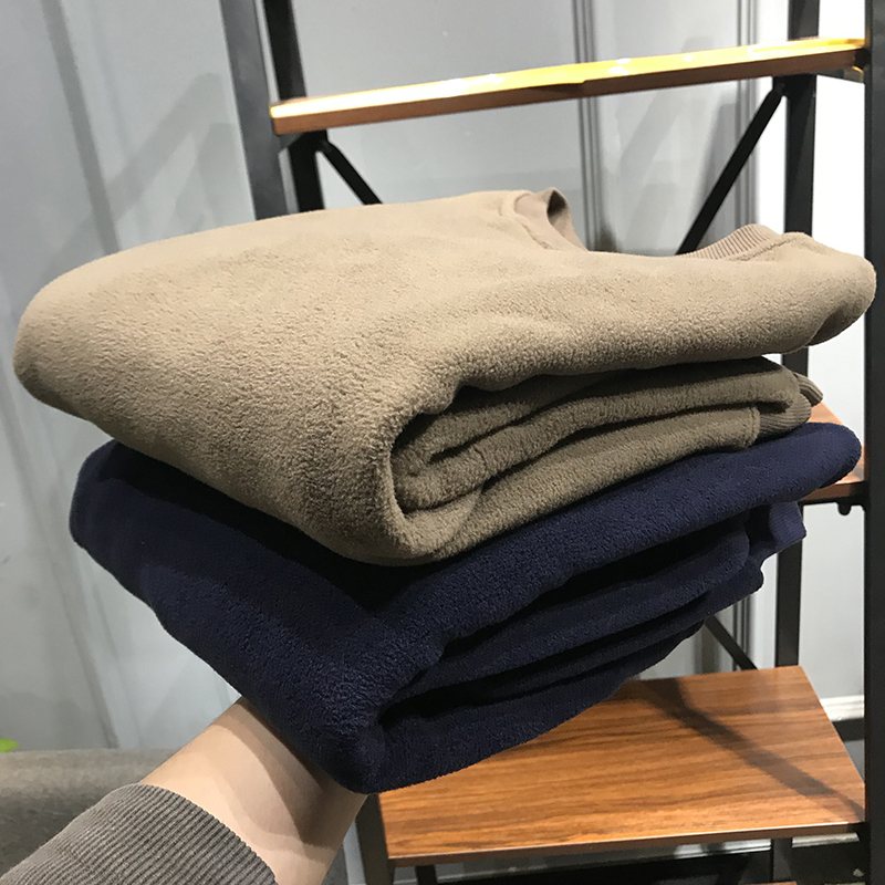 拳头产品！加厚双面加绒！秋冬新款男装男士保暖休闲圆领套头卫衣