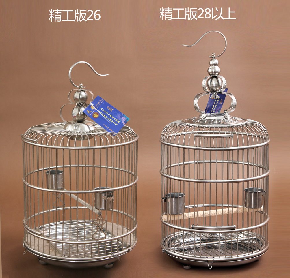 天寿不锈钢鸟笼画眉鹦鹉绣眼相思八哥芙蓉圆笼小型鸟精工笼鸟用具