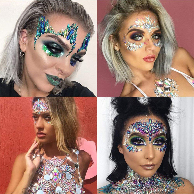 欧美edm音乐节派对化妆特效眼部脸部水钻脸钻化妆