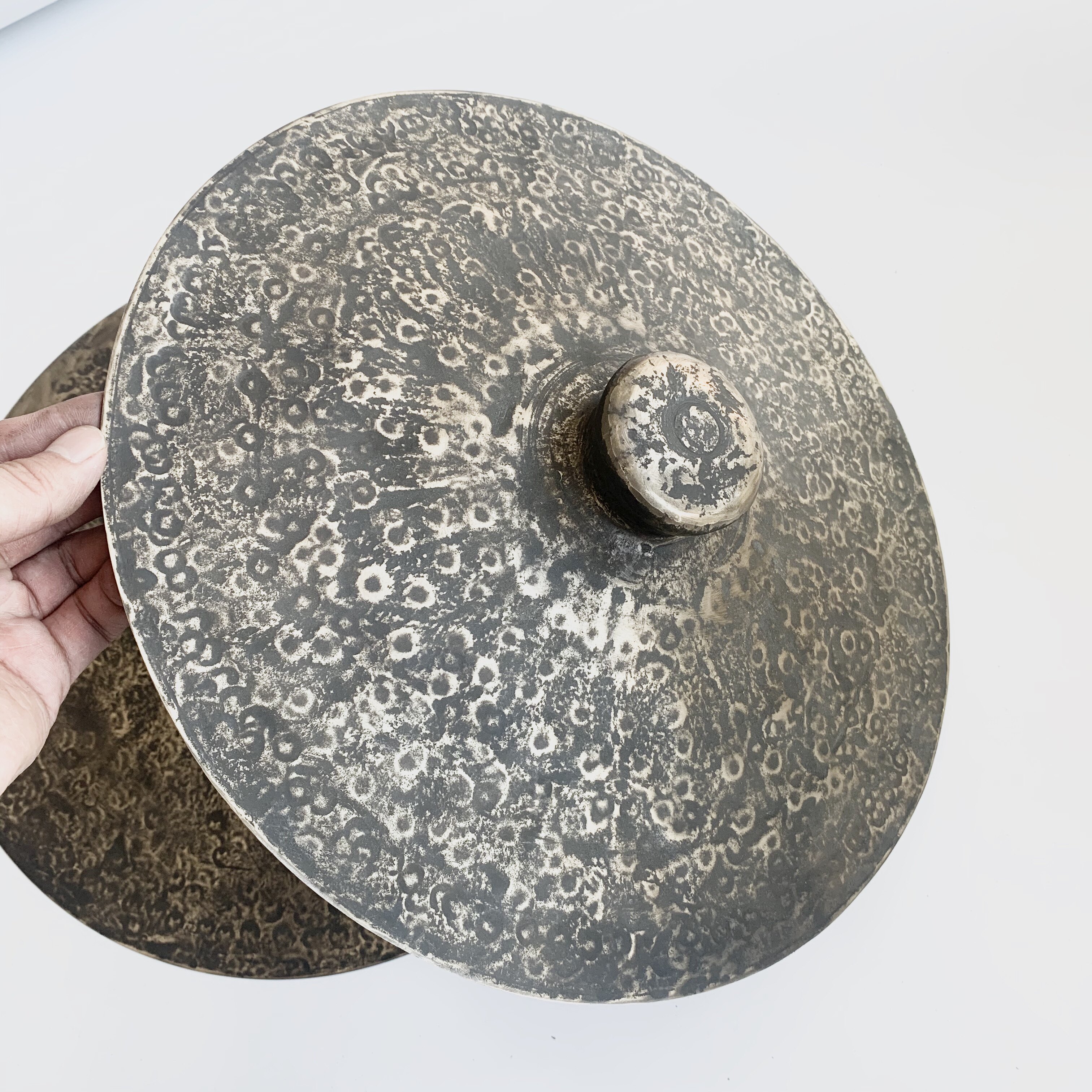 36cm手工青铜大铙闭口道教响器老铜铙黑开口大铙