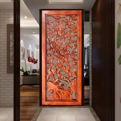 厂家直销纯手工实木镂空雕进门玄关隔断背景墙壁装饰富贵吉祥定制
