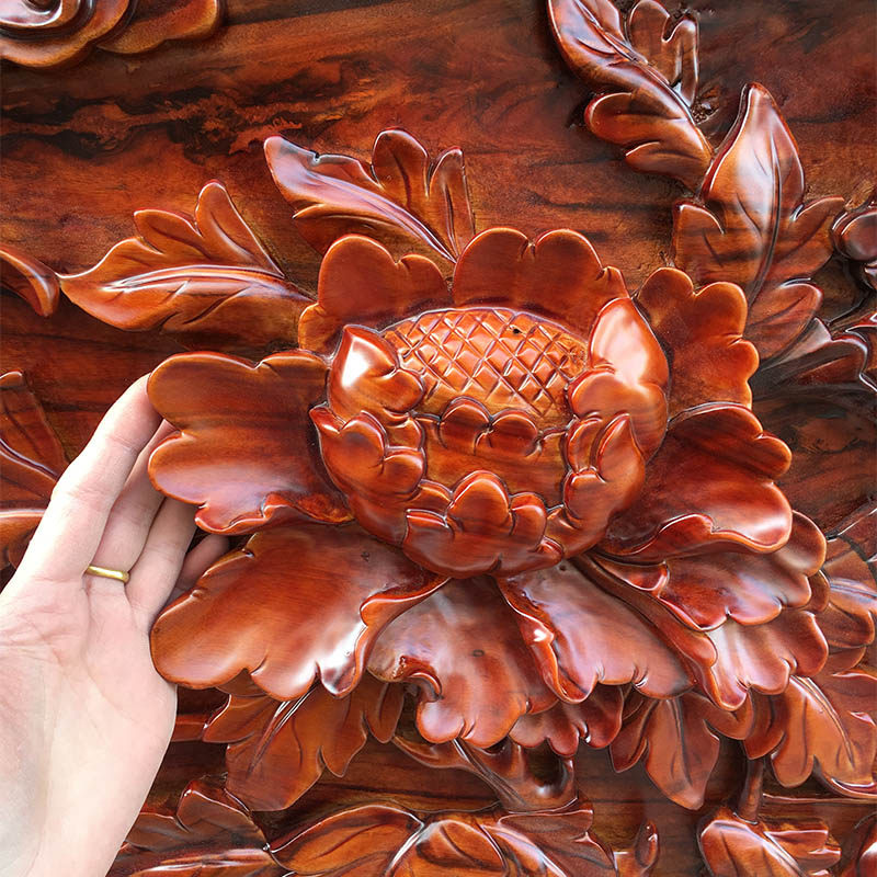 厂家直销手工立体浮雕挂件隔断屏风玄关烤漆木雕