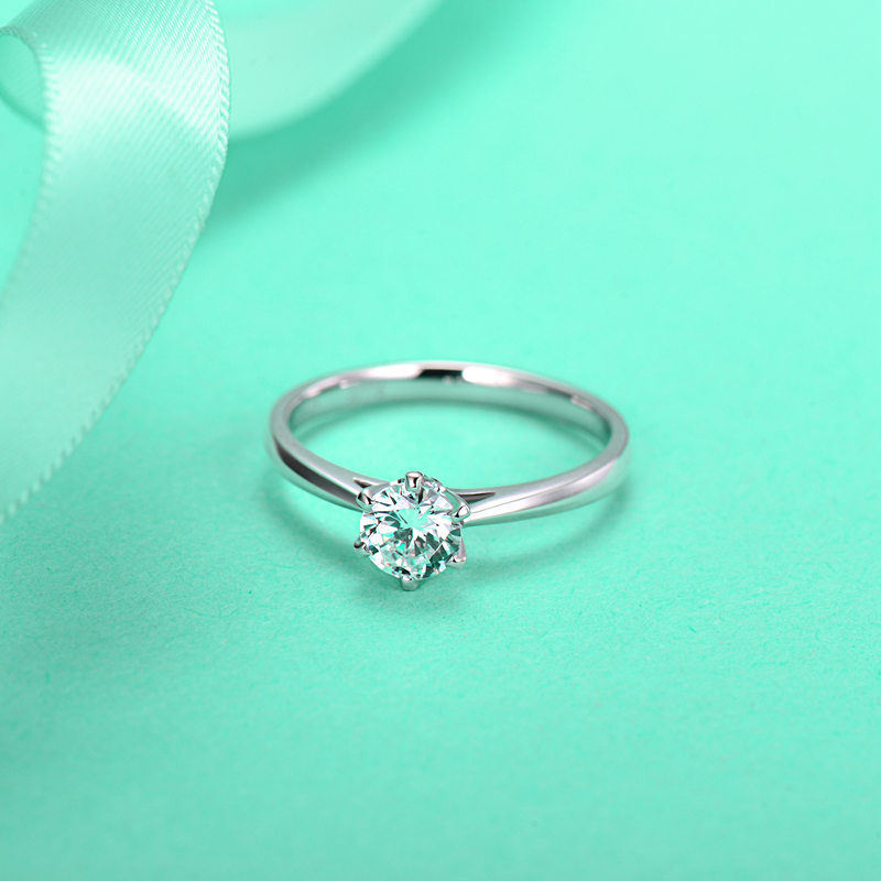 金戒六爪戒托珂兰18k托女铂金30分1克拉镶口手饰