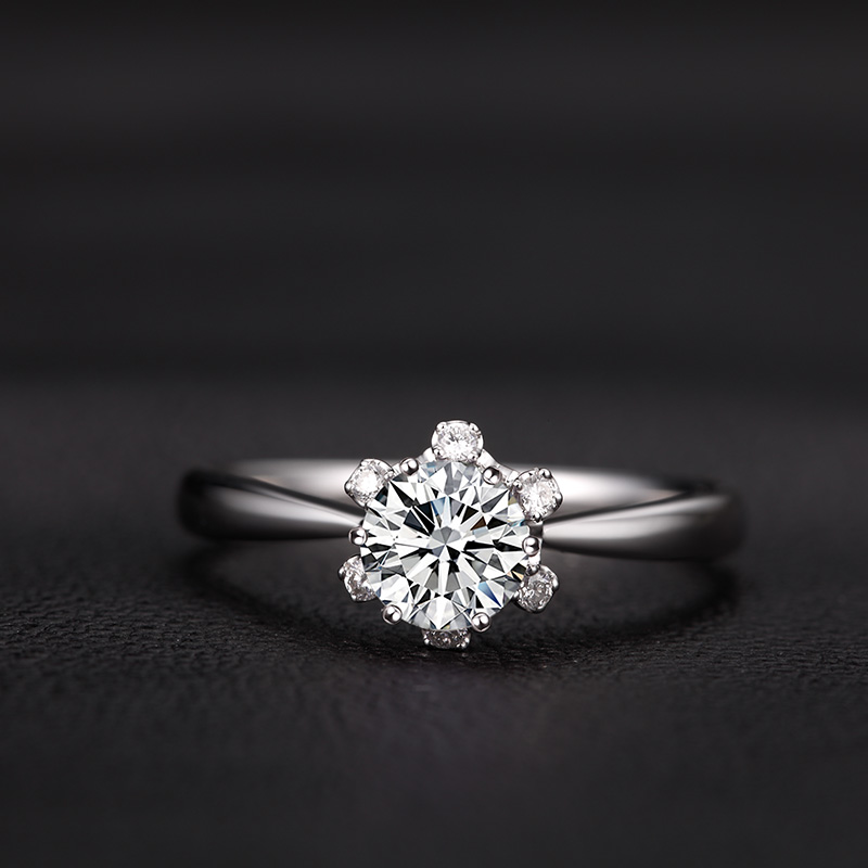 花型六爪戒托珂兰18kpt950铂金结婚订婚制戒女戒托