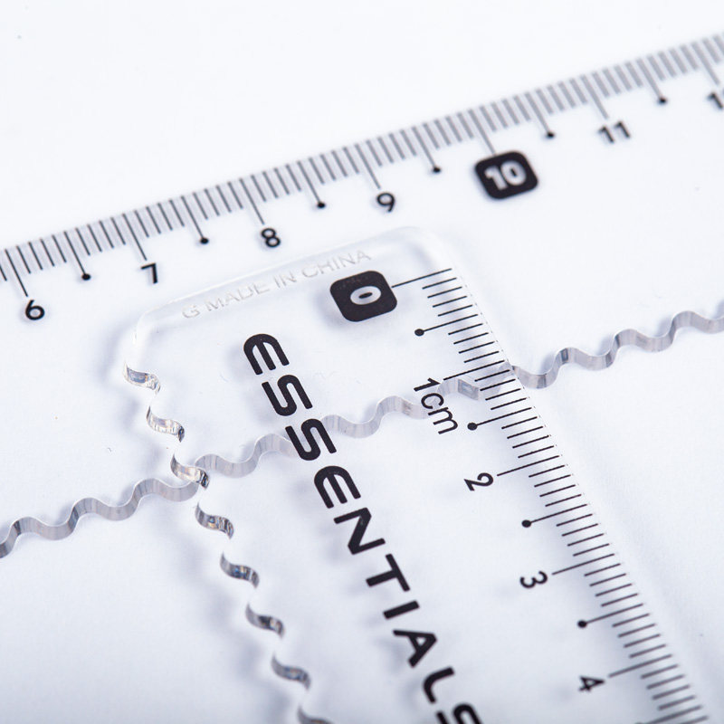 马培德波浪线直尺15cm透明波浪尺一二年级学生用画图尺子简约文具考试