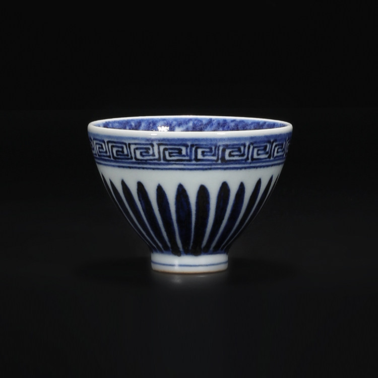 大明永乐青花鸡心杯仿古瓷器古董古玩景德镇茶具手工茶杯品茗杯