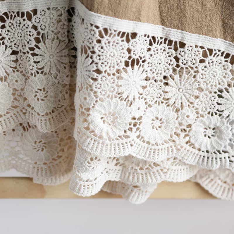 2021蕾丝花背心马夹款麻宽松花边蕾丝下摆圆领马夹