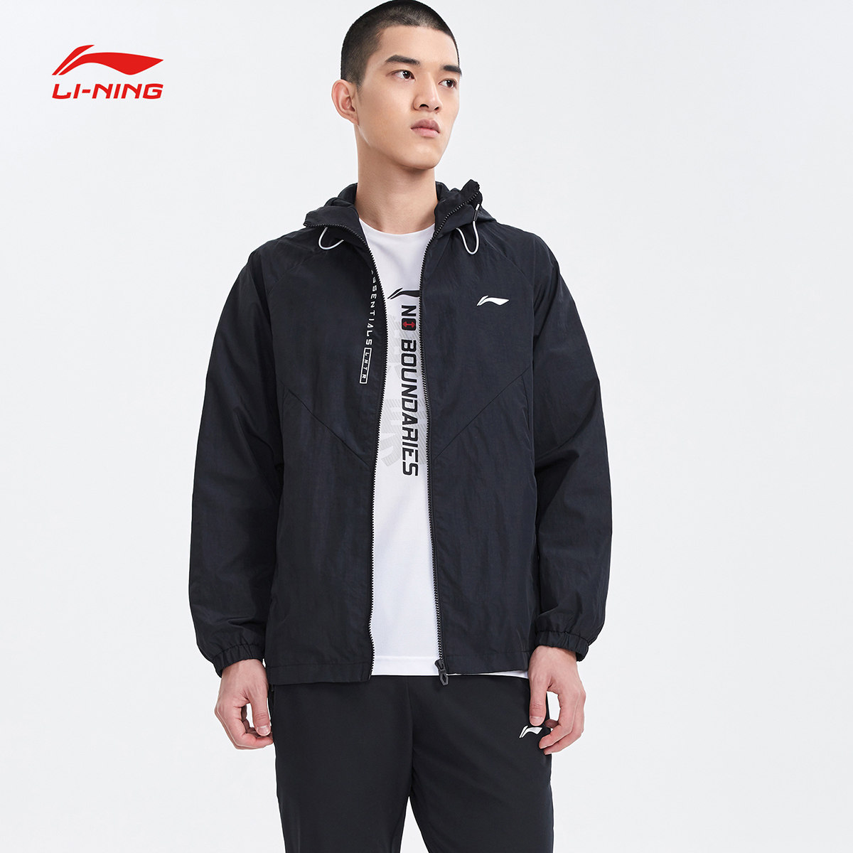 李宁外套男士2020新款训练系列开衫长袖防风服连帽上衣梭织运动服