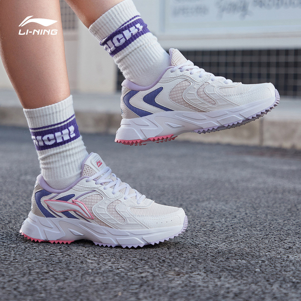 李宁老爹女士休闲鞋春夏女款跑鞋网面透气鞋子运动休闲鞋