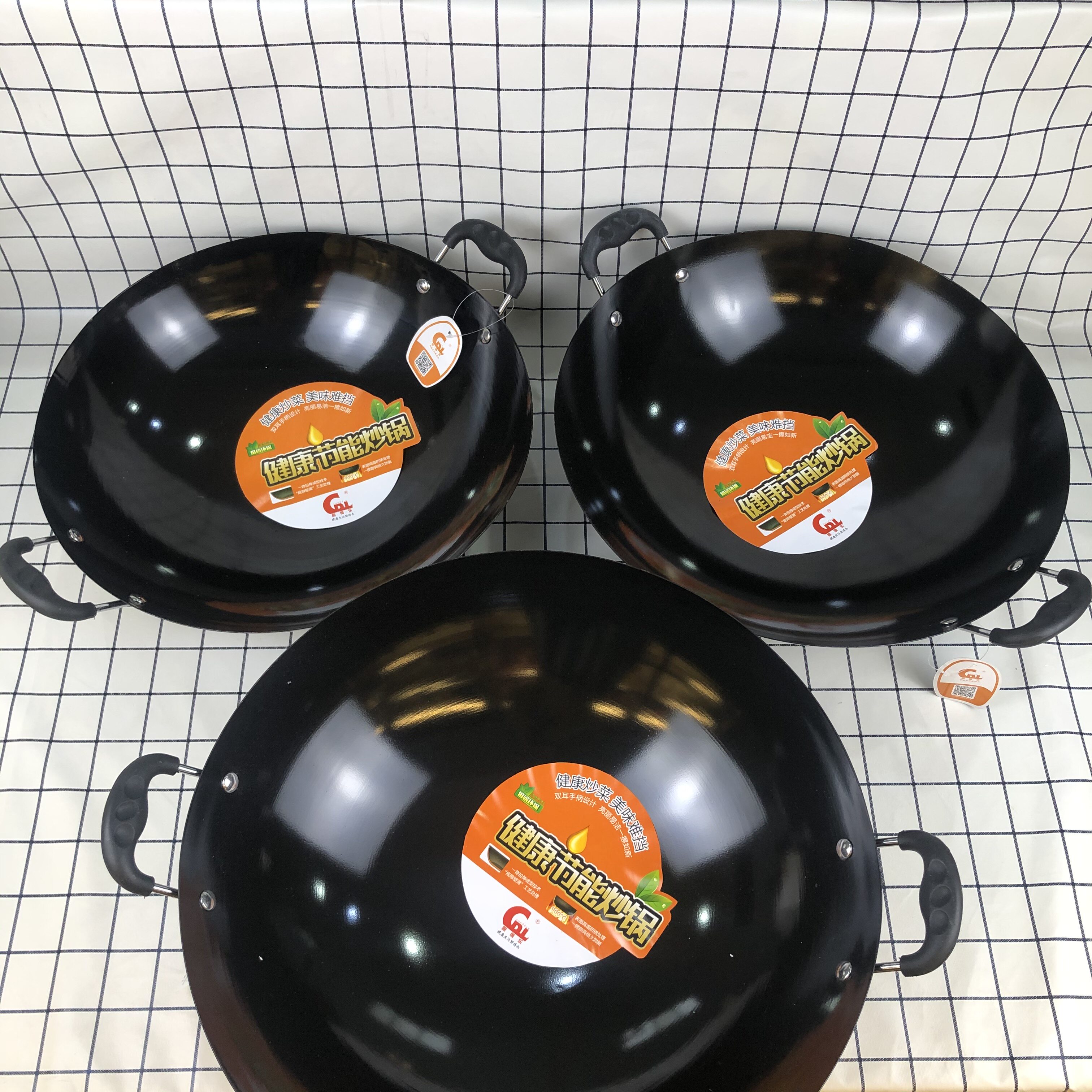厨得乐上海双耳超轻铁锅老式潮汕搪瓷炒锅不生锈炒锅