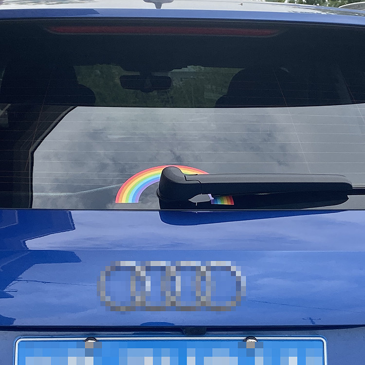 可爱装饰车贴反光创意个性抖音玻璃彩虹挡风汽车装饰贴