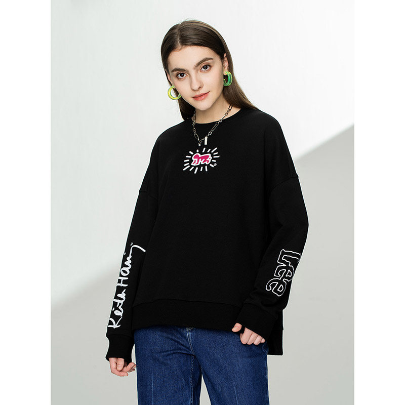 keithharing联名lee秋冬新品舒适多色女卫lwt001290卫衣