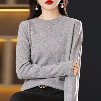 Ordos Cashmere Sweater Women's Pullover Short Scoop Neck Sweater Fashionable and Western Style Thin Wool Bottoming Sweater