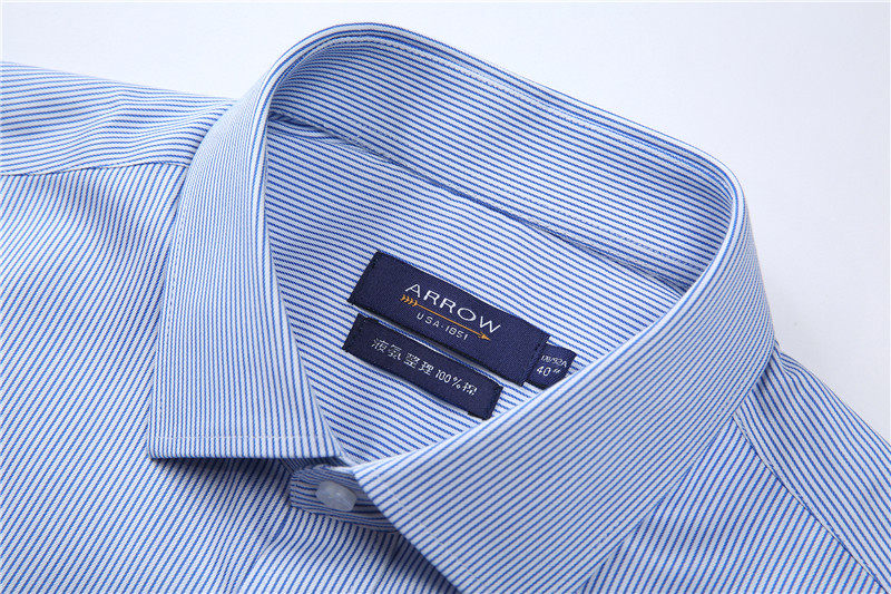 衬衫arrow美国箭牌男士长袖纯棉衬衣液氨整理衬衫