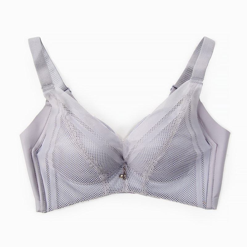 诗曼芬内衣女无钢圈聚拢胸罩18274薄下四扣网格文胸