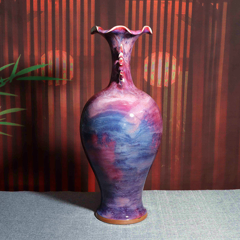 禹州神垕窑变钧瓷花瓶大号插花陶瓷摆件孔家钧窑花瓶
