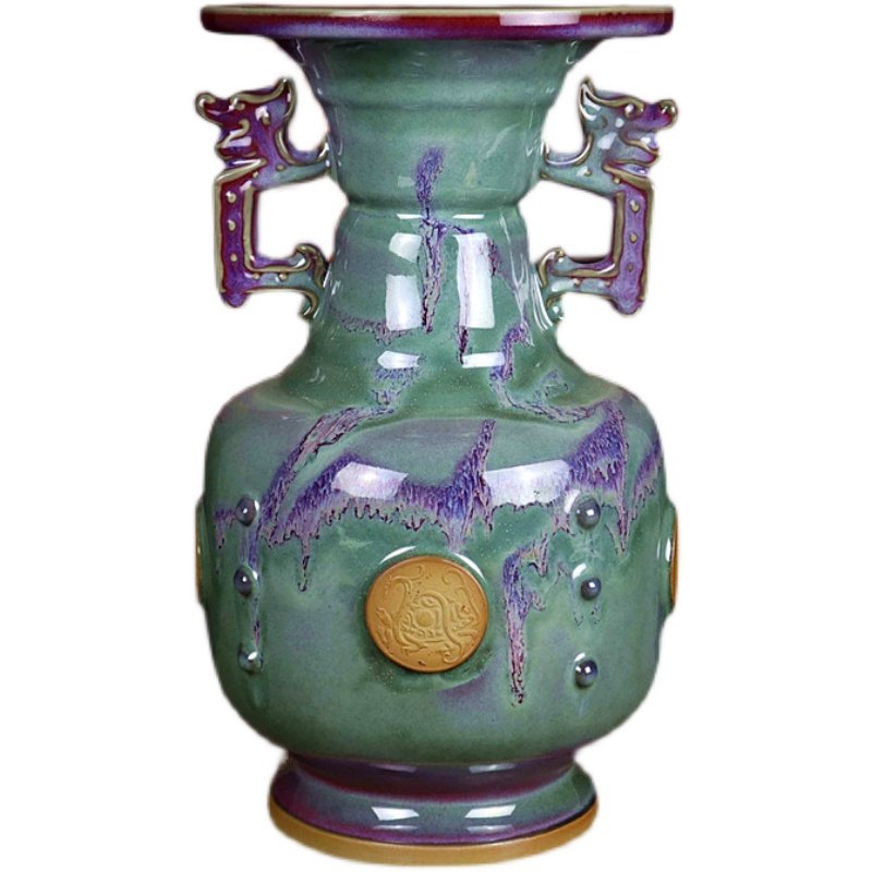 中国神垕钧瓷国礼花瓶摆件家居书房客厅桌面花瓶