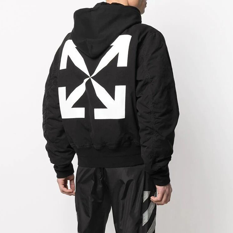 off-whitevirgilabloh交叉条纹纹印夹棉男士连帽夹克夹克