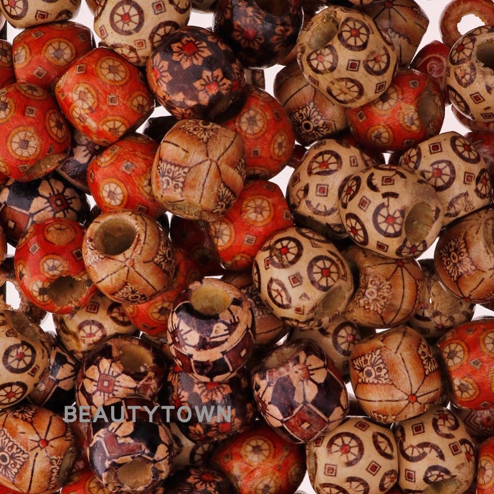 大孔珠脏辫木珠彩色木珠diy饰品配件材料辅料woodenbead