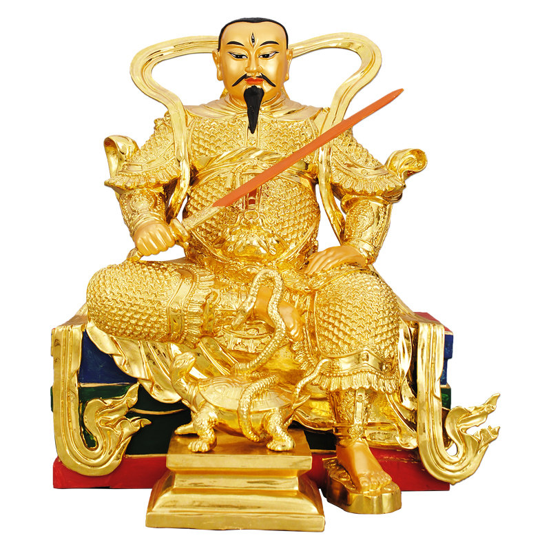 祖师真武大帝神像彩绘师爷纯铜玄天上帝客厅摆件