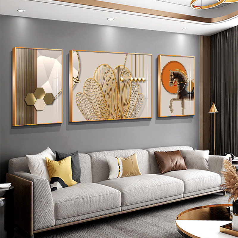 挂画沙发马到成功客厅装饰画轻奢背景背景墙墙面简约现代装饰画