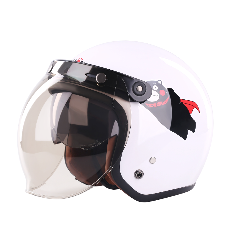 var熊本熊电动摩托车头盔灰男女士全盔卡通夏季摩托车头盔