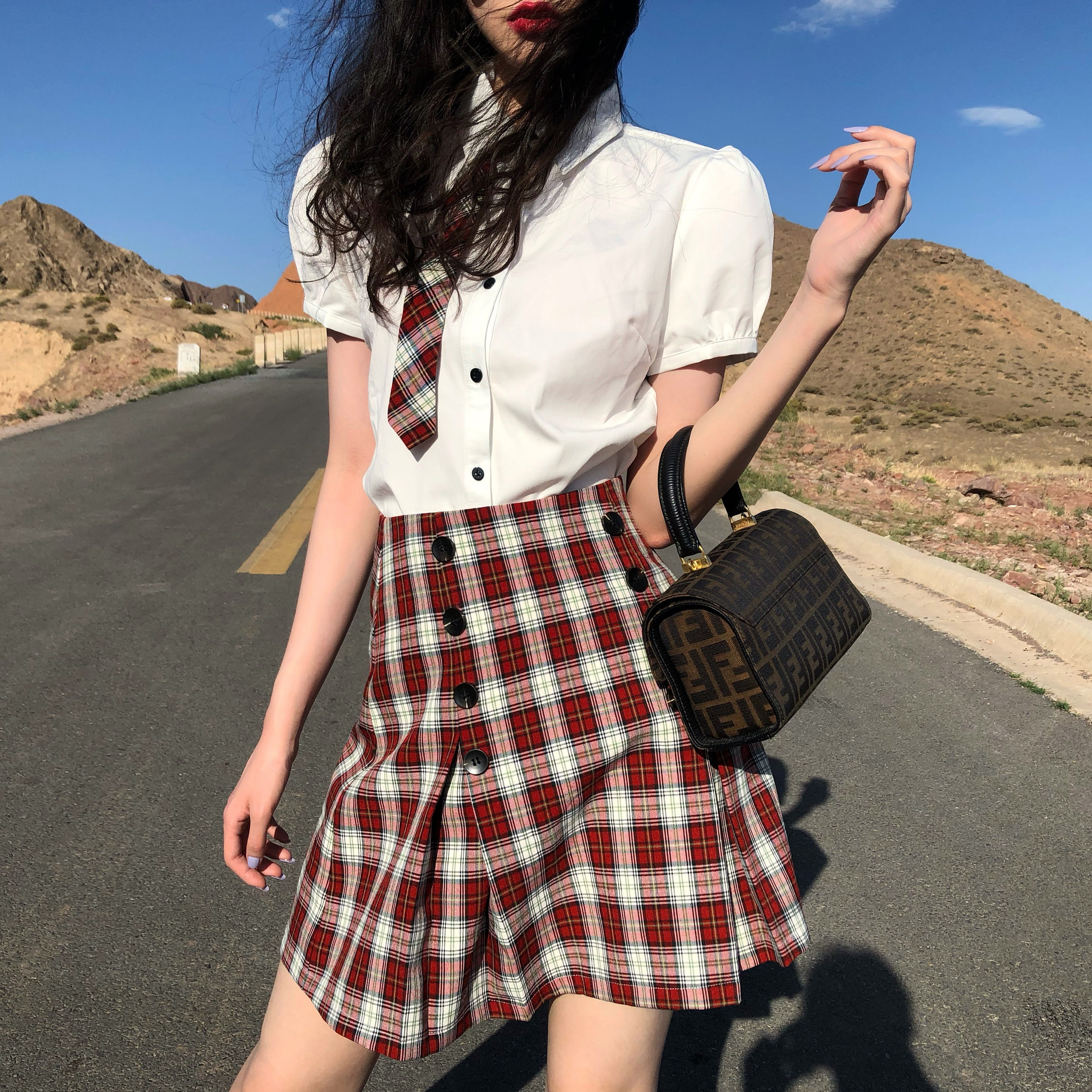 scarlett秋日日高自制美式高中校服辣妹长腿jk时尚套装