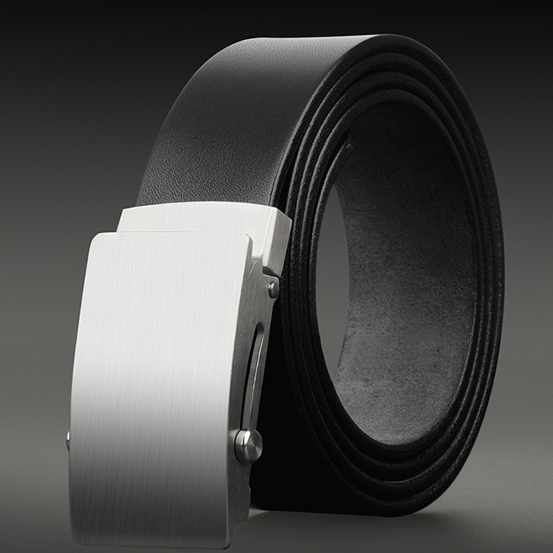 不锈钢滚轴皮带真皮植鞣头层牛皮裤带无牙腰带腰带
