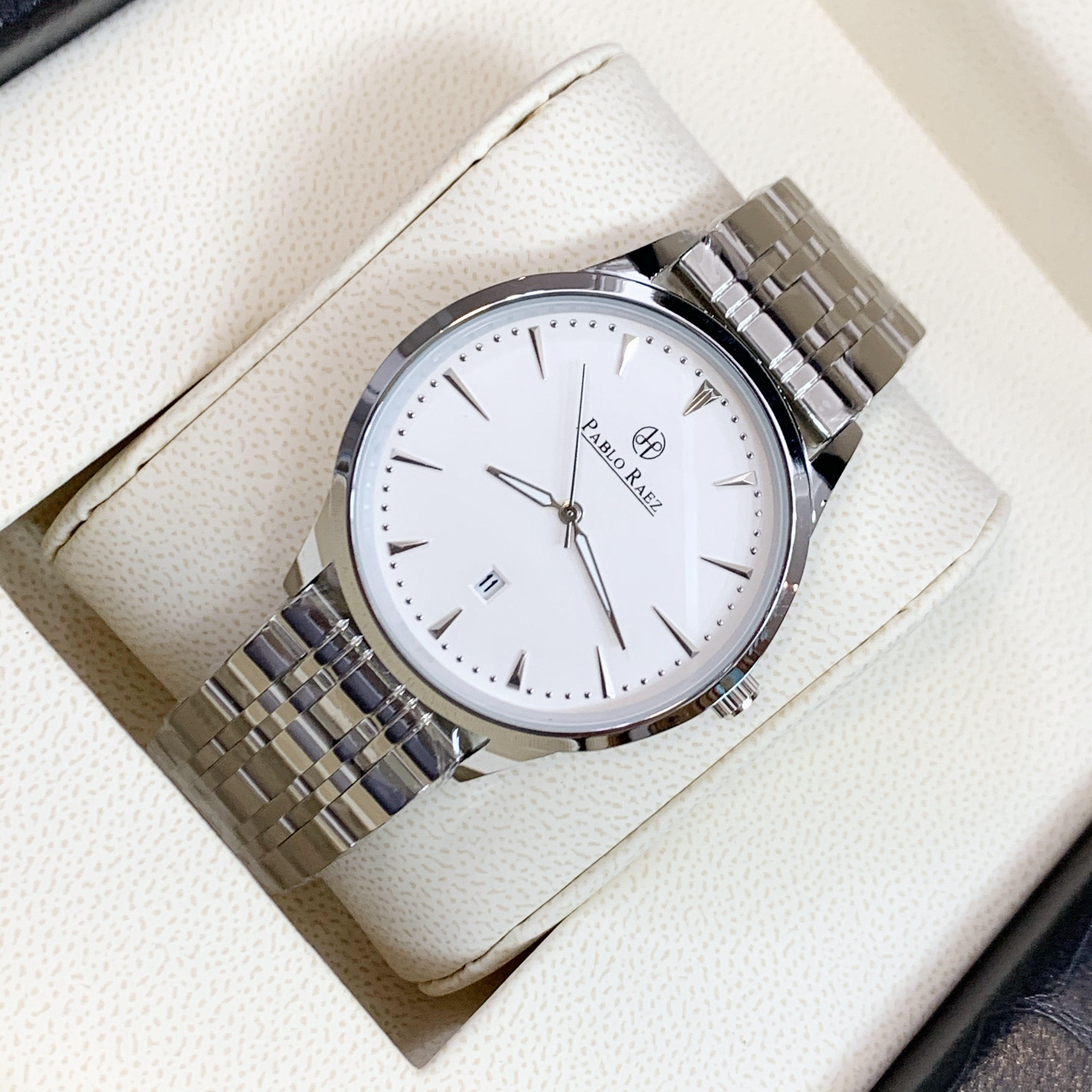 超薄表盘男士精钢石英表机械表日历商务休闲腕表国产腕表