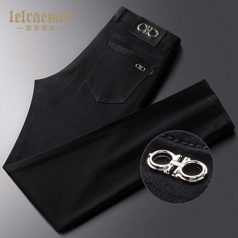 黑色牛仔裤男2021年新款冬季潮牌高端秋冬款修身直筒裤男士牛仔裤