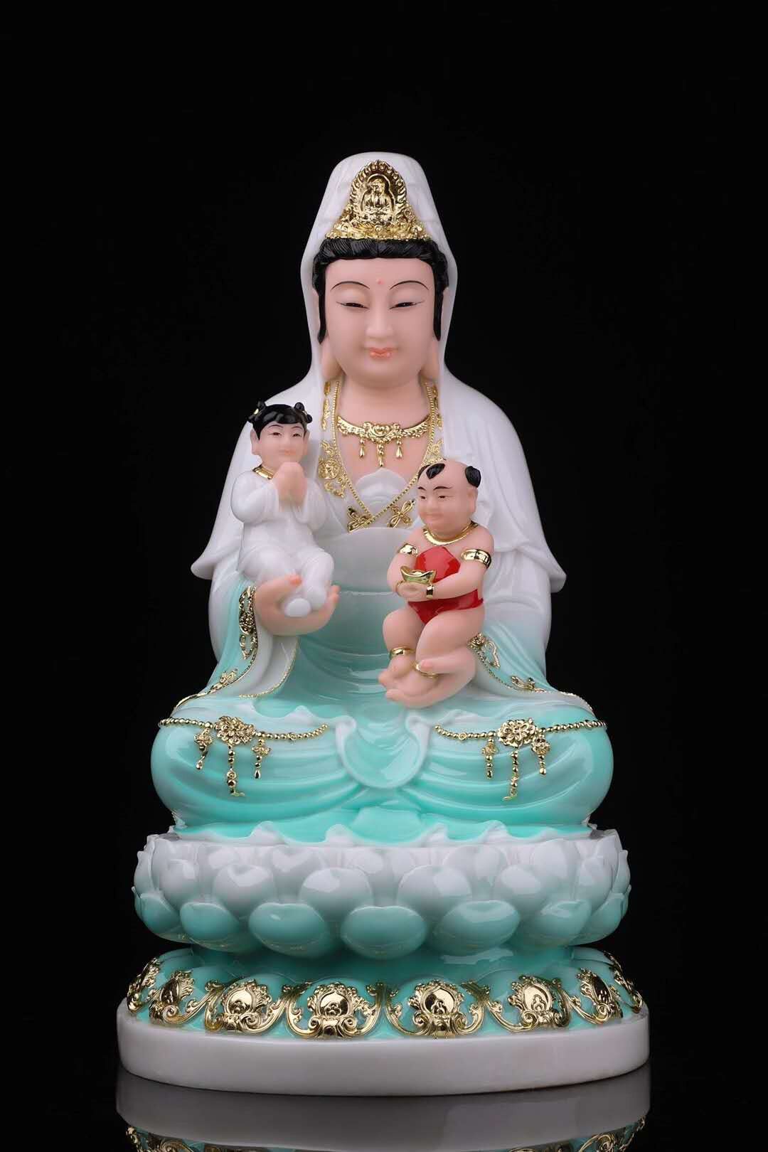 佛像汉白玉送子观音像送子观音观音菩萨送子娘娘风水摆件