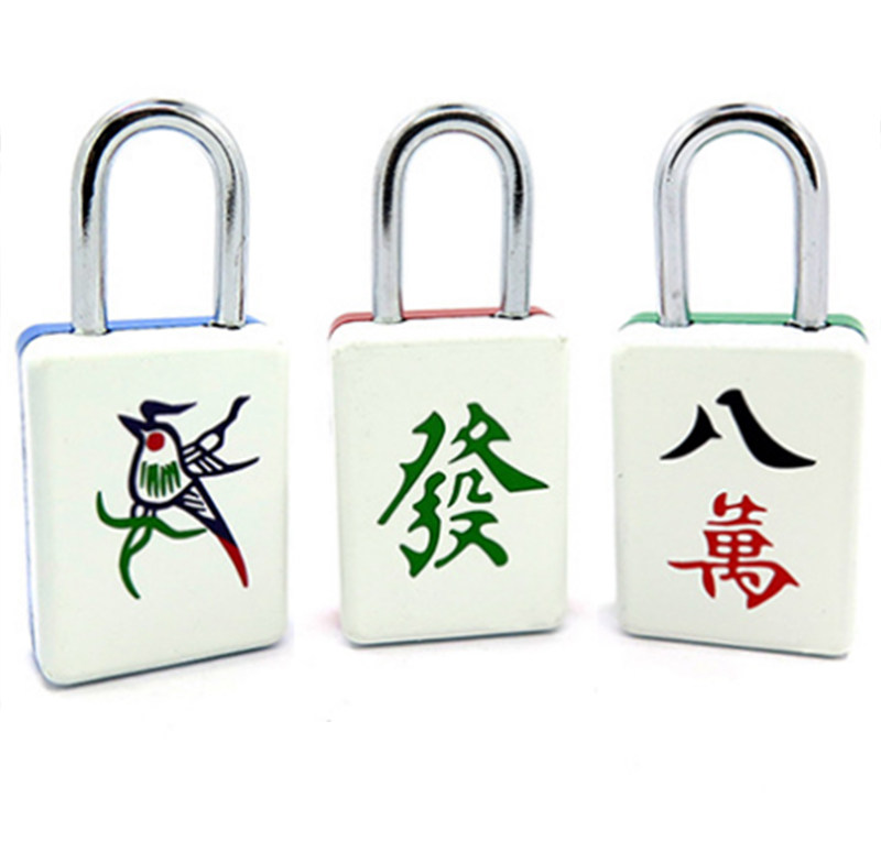 麻将九饼趣味箱包文创中国文化密码锁挂锁九筒发财挂锁