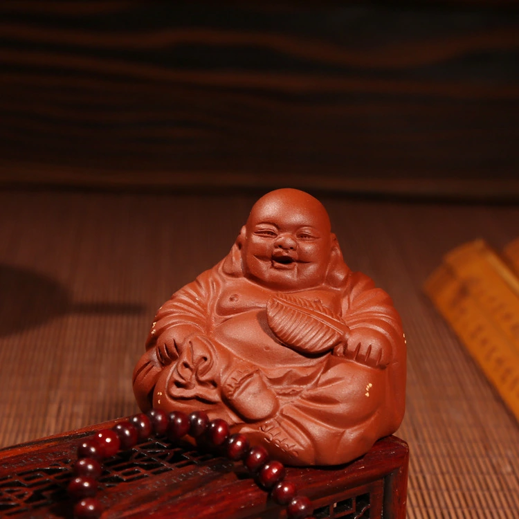 创意正宗紫砂小扇泥佛手工雕塑可养茶宠茶盘茶宠摆件