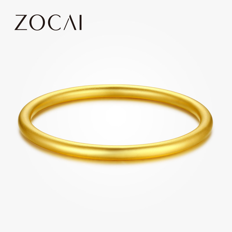 佐卡伊足金黄金古法手镯简约时尚百搭女士素金手饰