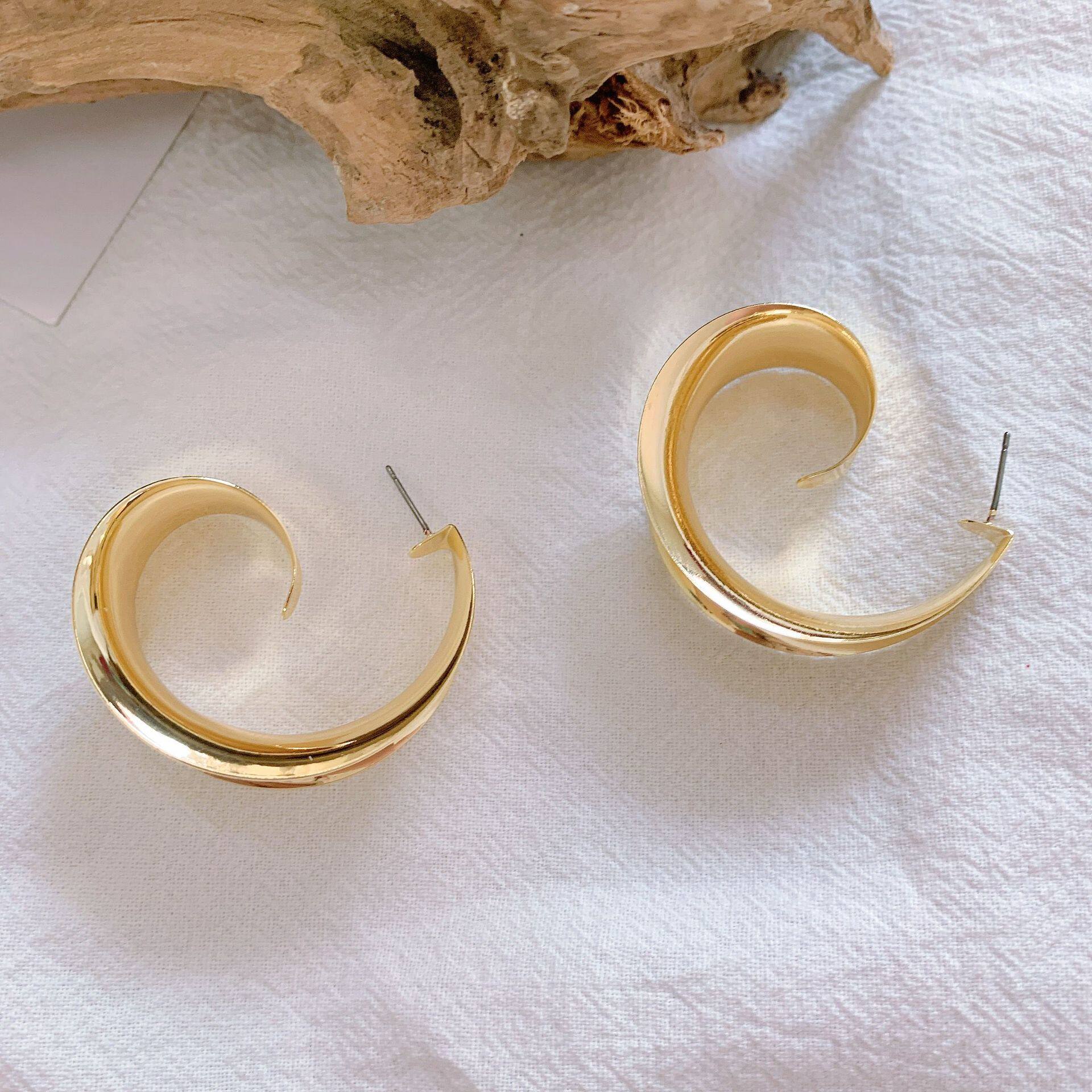 复古弧形圆圈不规则ins金属圆形耳环个性潮女耳环