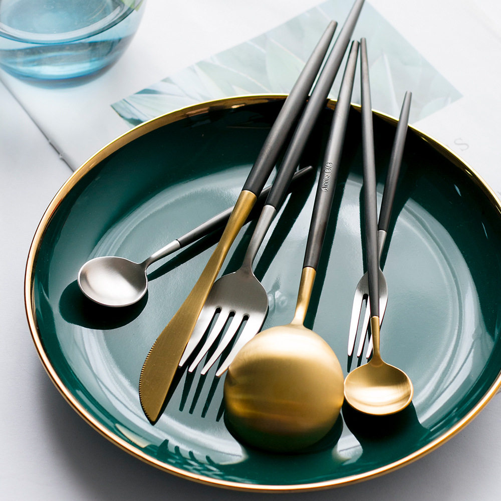 黑金annie高档酒店葡萄牙西餐餐具套装刻字刀叉创意礼盒