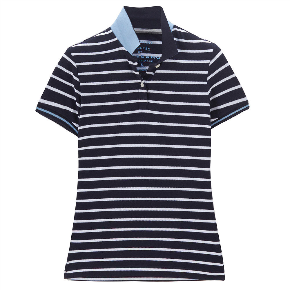 佐丹奴翻领t恤 女装弹力棉条纹polo衫 短袖运动polo保罗 05318309