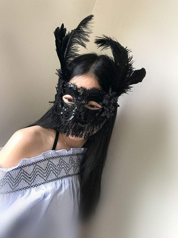 威尼斯夸张黑天鹅羽毛蕾丝面具 化妆舞会面具 华丽时尚派对面具