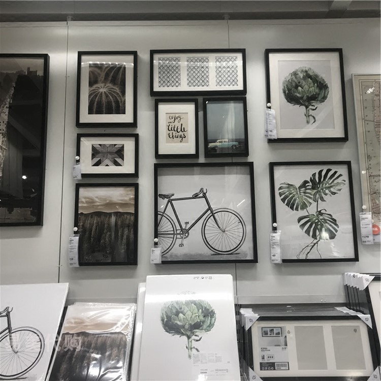 相框宜家家居ikea丽巴黑色画框装饰照片国内代购相框