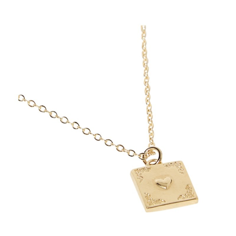 正品法国louisedamas方块爱心小众文艺复古高级项链