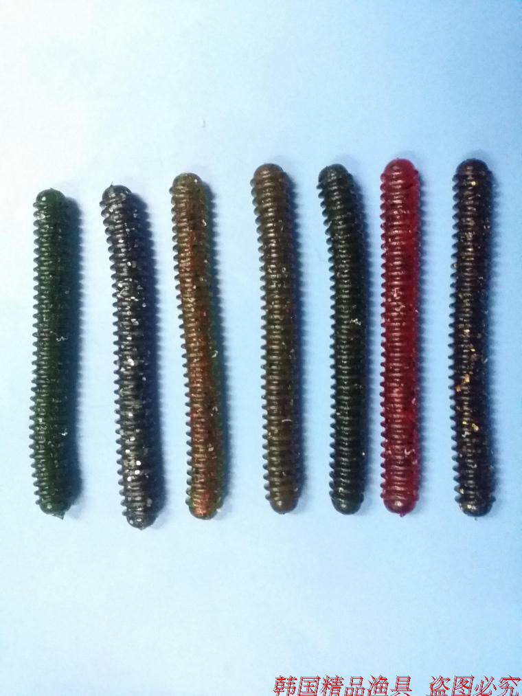 yoshikawa粗面条虫加盐沉水路亚饵软饵 软虫假饵10cm6条送保护圈