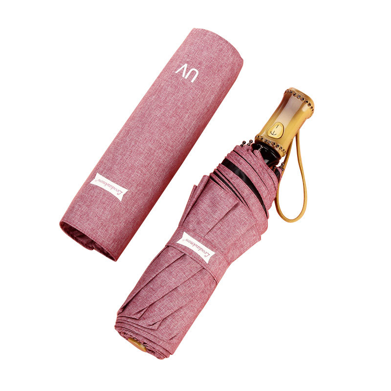 日本防风雨伞女创意300t黑胶防晒防紫外线三折叠全自动晴雨两用伞