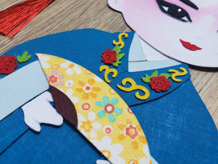 布贴画意缘得意人物小生贴画戏曲免剪京剧国风缝纫diy材料套装