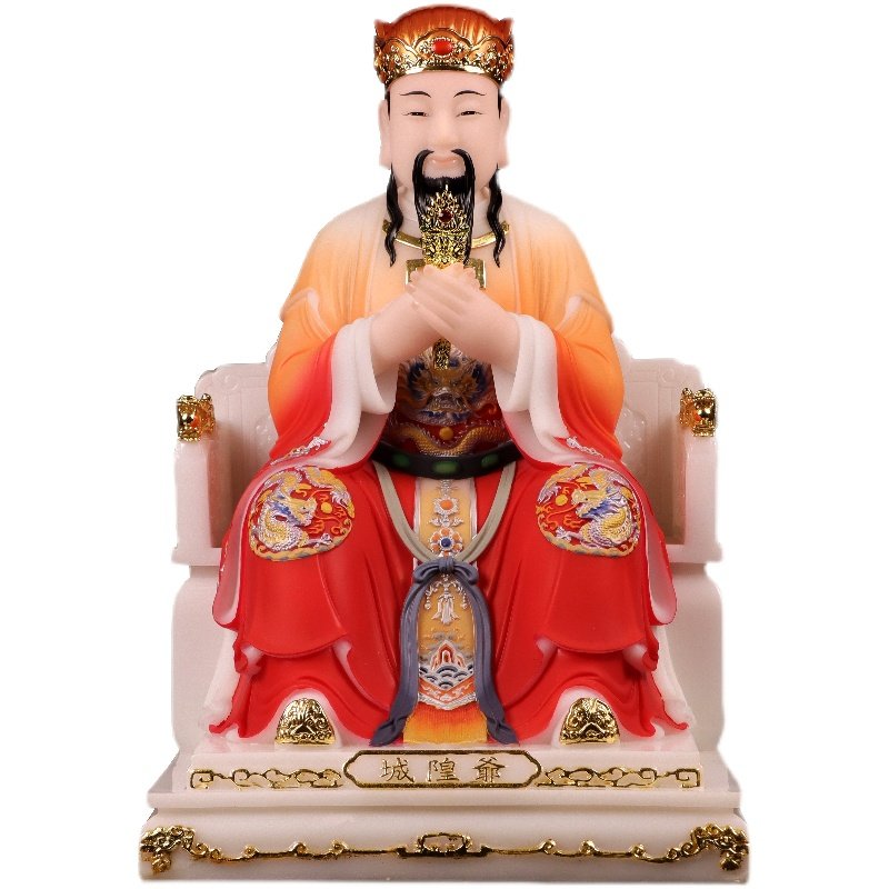 城隍爷像城隍庙守护城池16寸汉白玉佛像居家居家客摆件